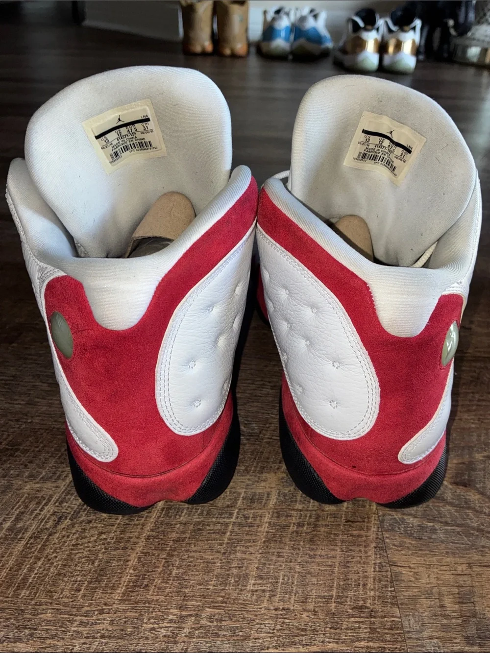 Jordan Chicago 13s White and Red Retro Basketball Sneakers